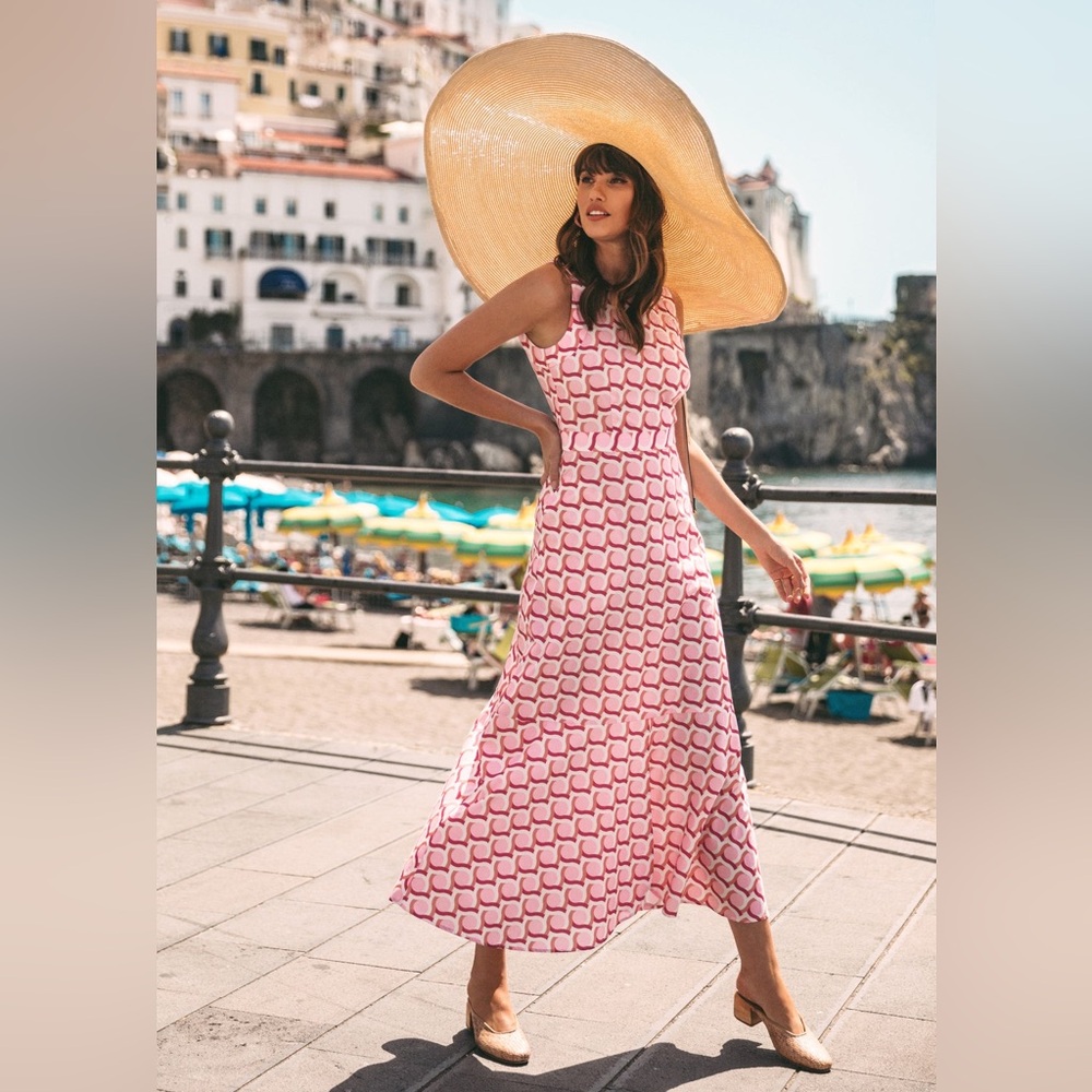NWT sz M Celene Dress by Leroli Studios custom print 100% organic cotton $238!
